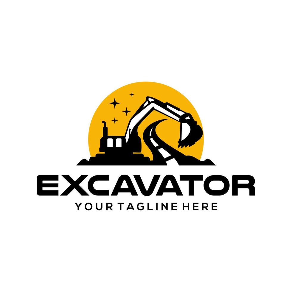 plantilla de vector de diseños de logotipo de excavadora