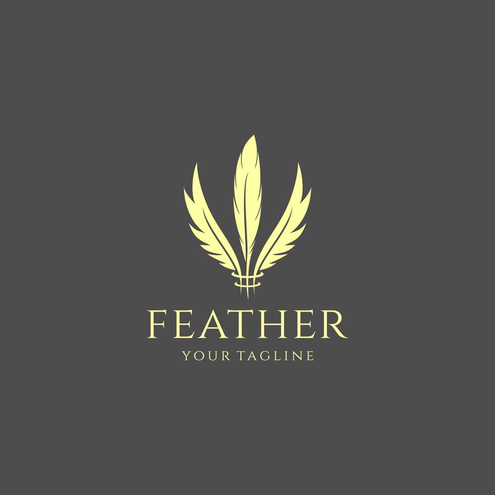 Quill Feather Pen Logo Elegant design vector template. Law, Legal, Lawyer, Copywriter, Writer. Stationary Logotype concept icon