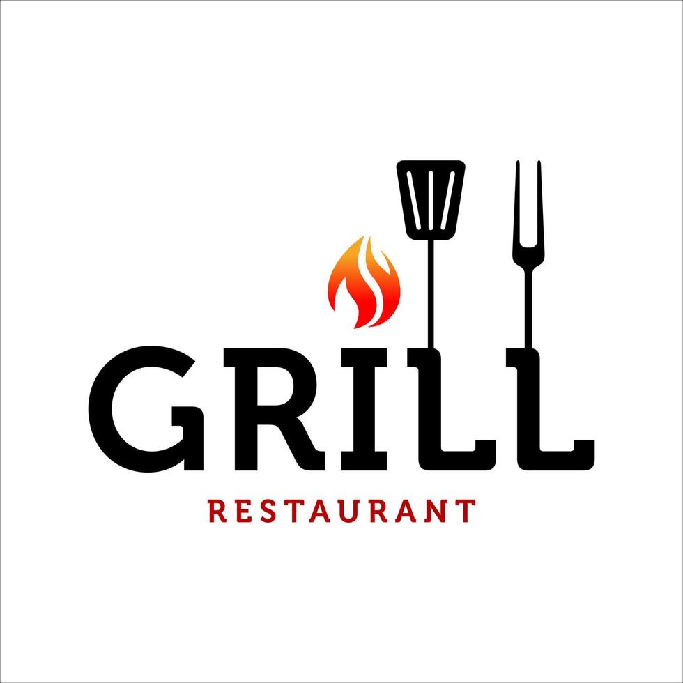 Hot Grill Logo Design Vector Template