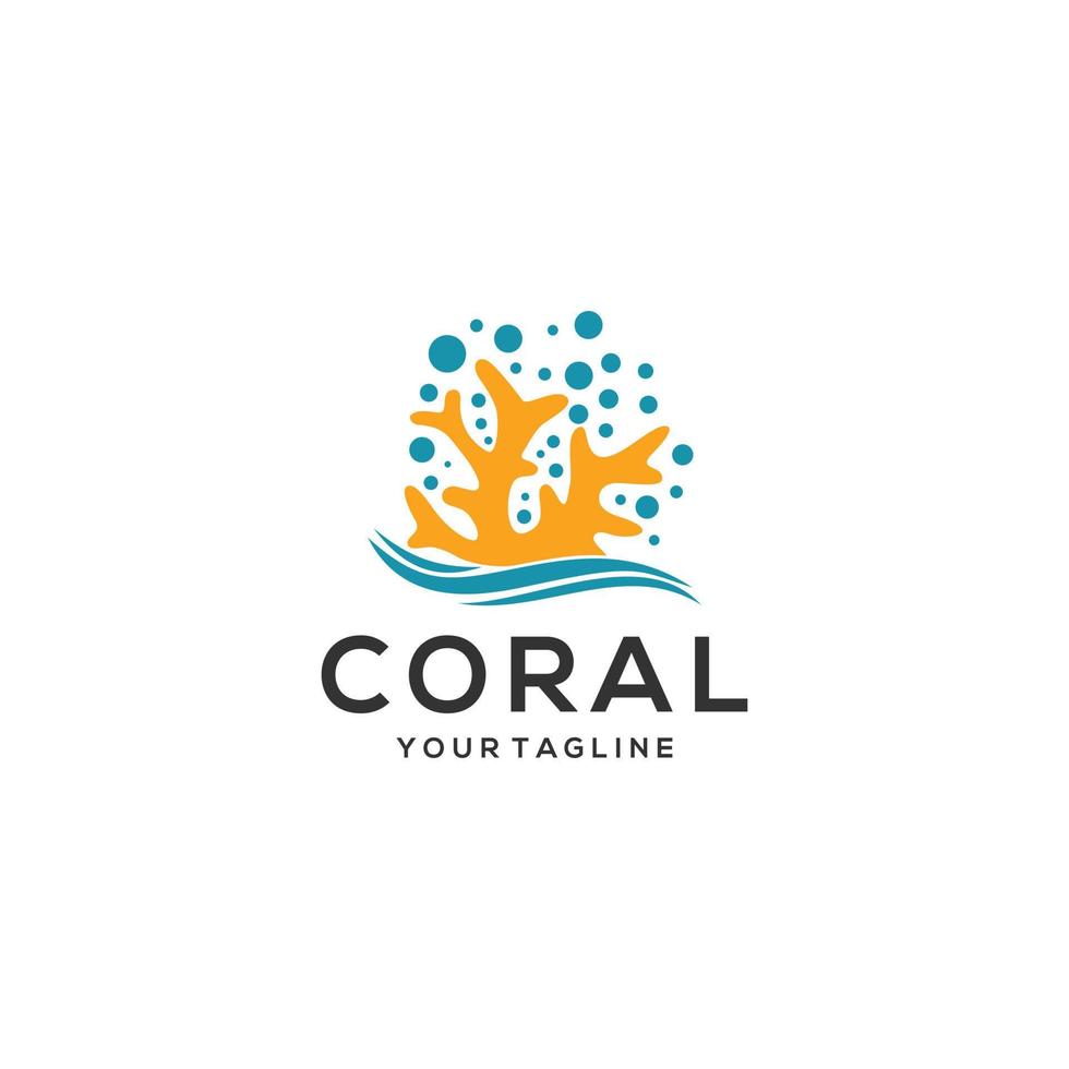 plantilla de vector de diseño de icono de logotipo de coral