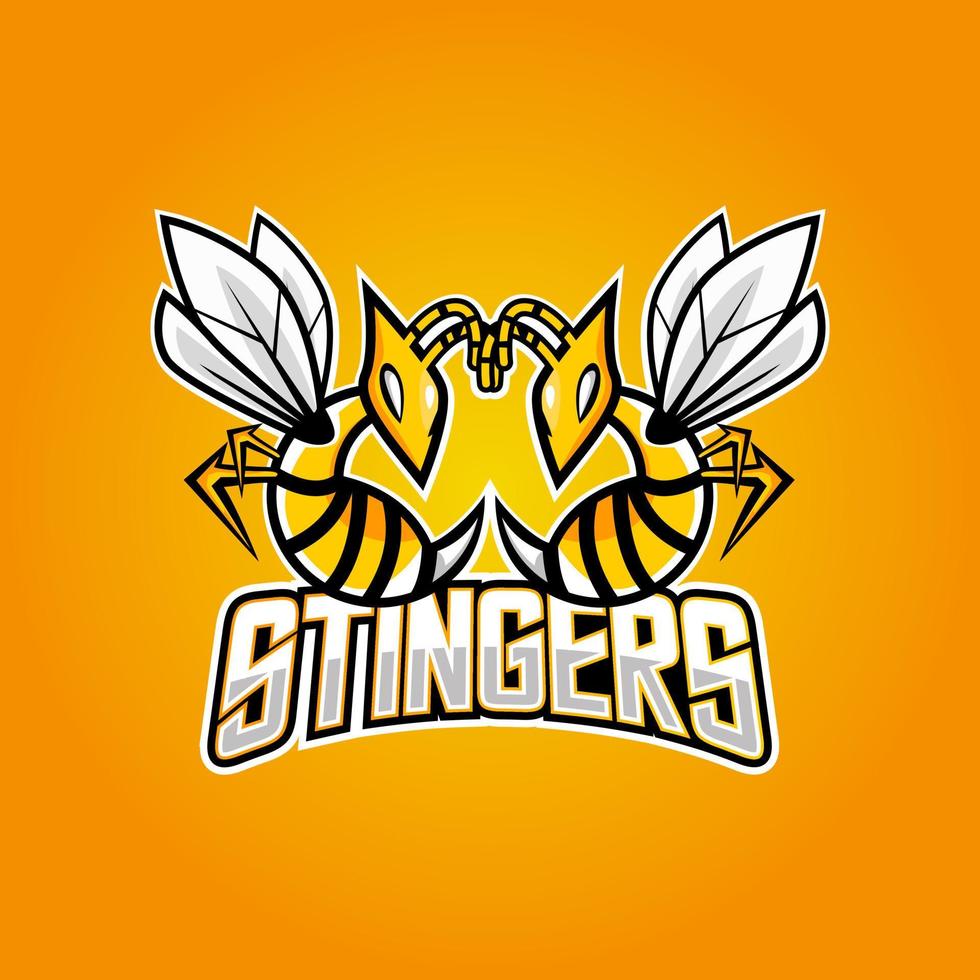 Angry bee esport mascot logo design vector illustration