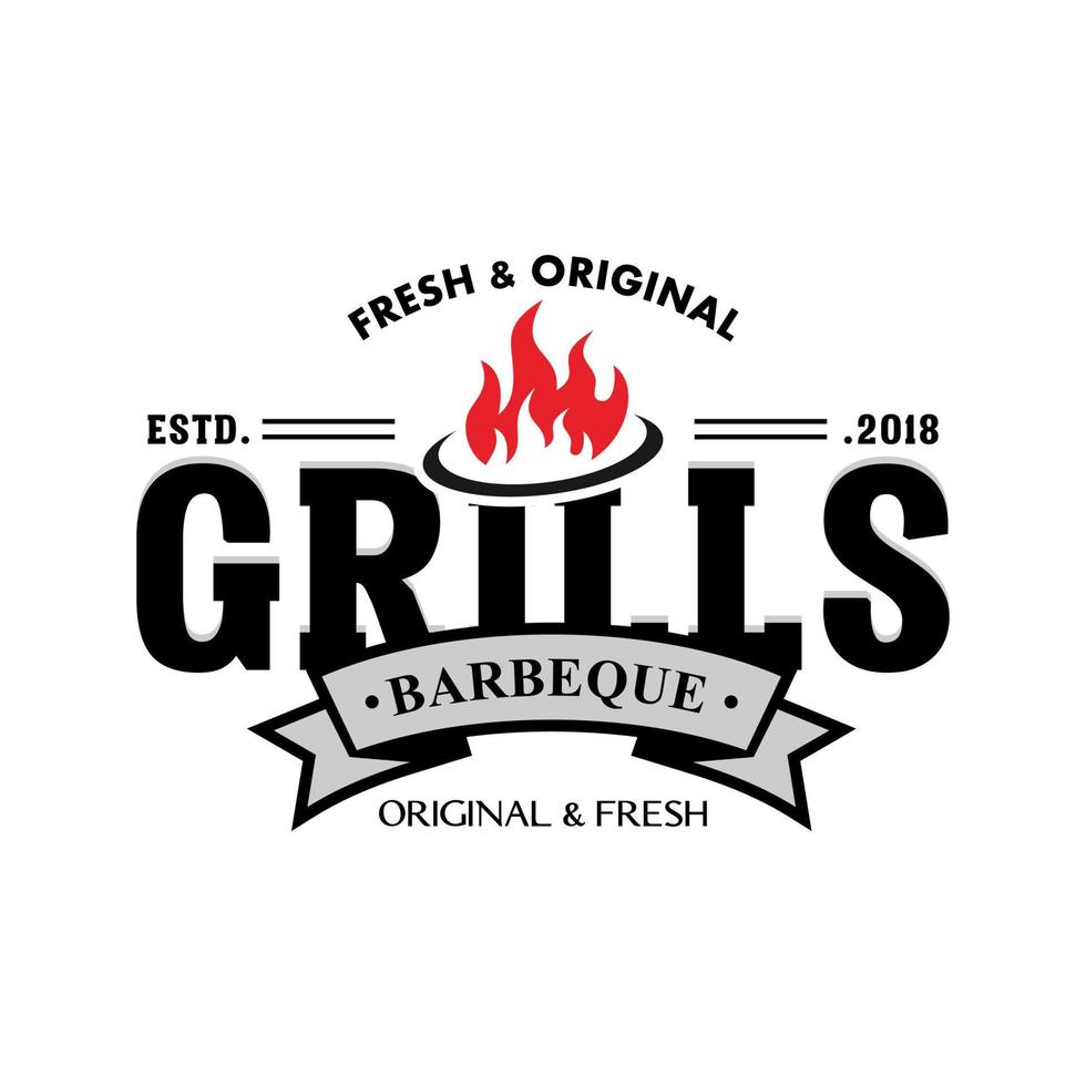 Hot grill logo template vector illustration