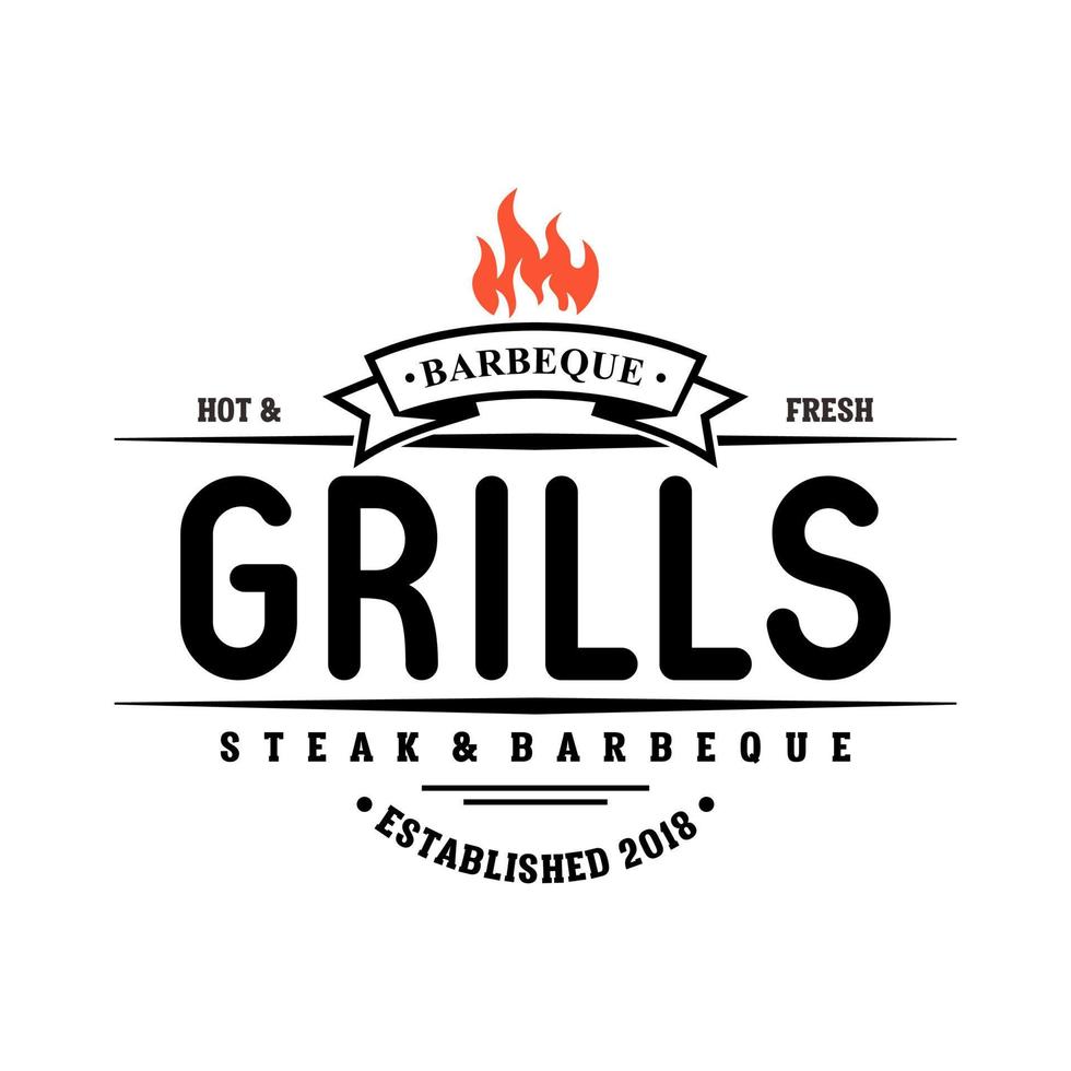 Hot grill logo template vector illustration