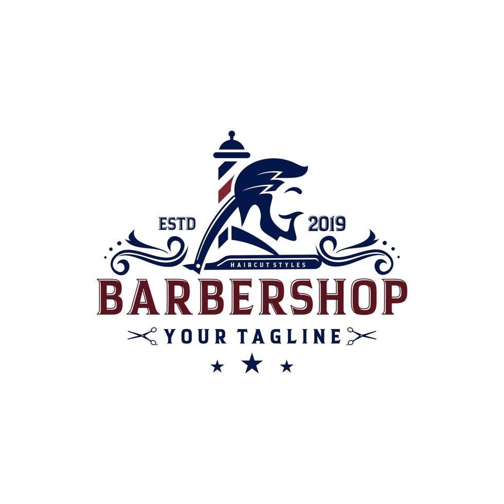 Vintage Barbershop Logo Vector Template