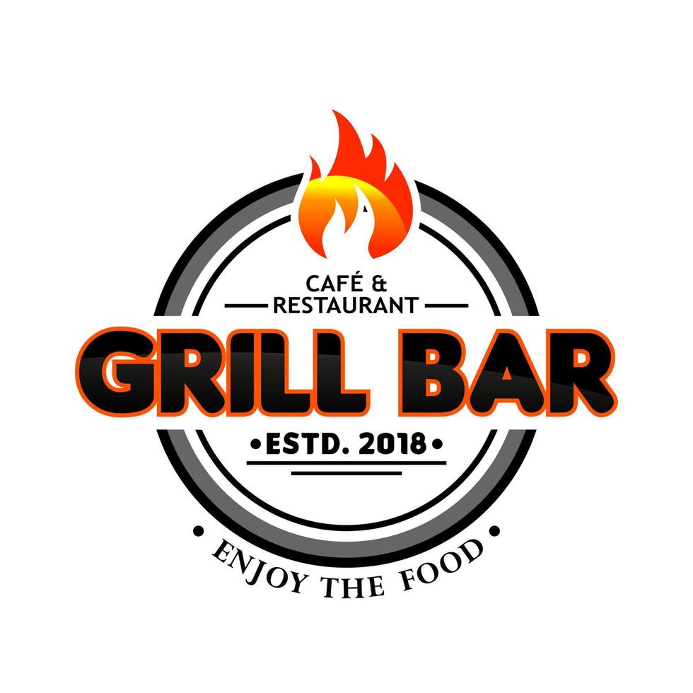 Ilustración de vector de plantilla de logotipo de parrilla caliente