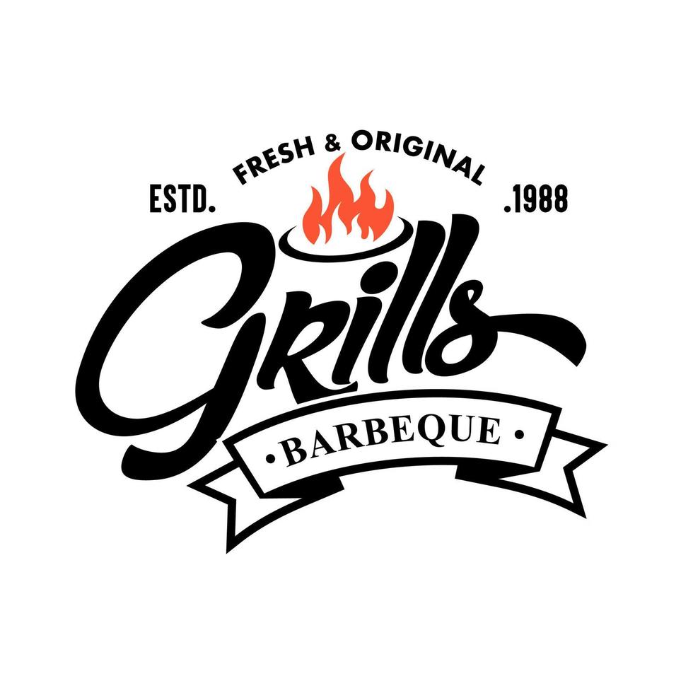 Hot grill logo template vector illustration