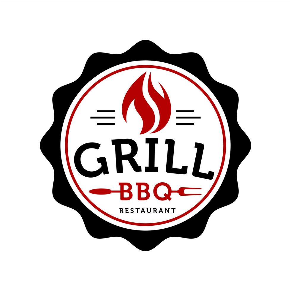 Hot Grill Logo Design Vector Template