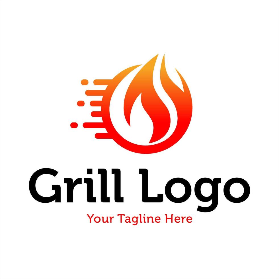 Hot Grill Logo Design Vector Template