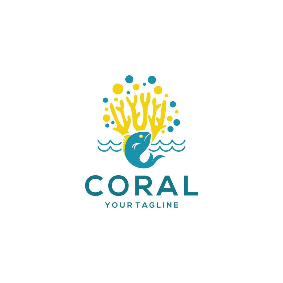 plantilla de vector de diseño de icono de logotipo de coral