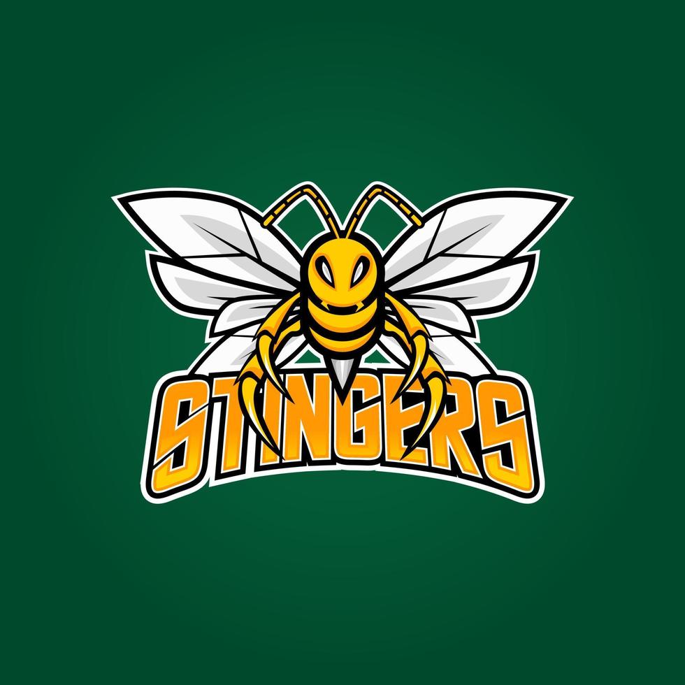 Ilustración de vector de diseño de logotipo de mascota de esport de abeja enojada