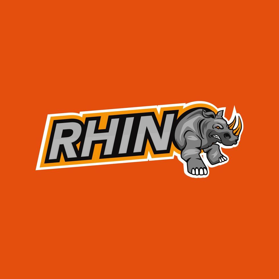 Rhino mascot. Vector illustration, sport logo template.