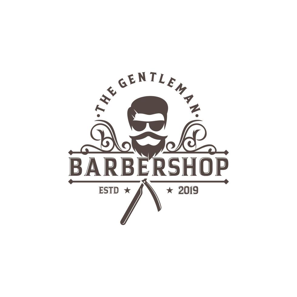 Vintage Barbershop Logo Vector Template