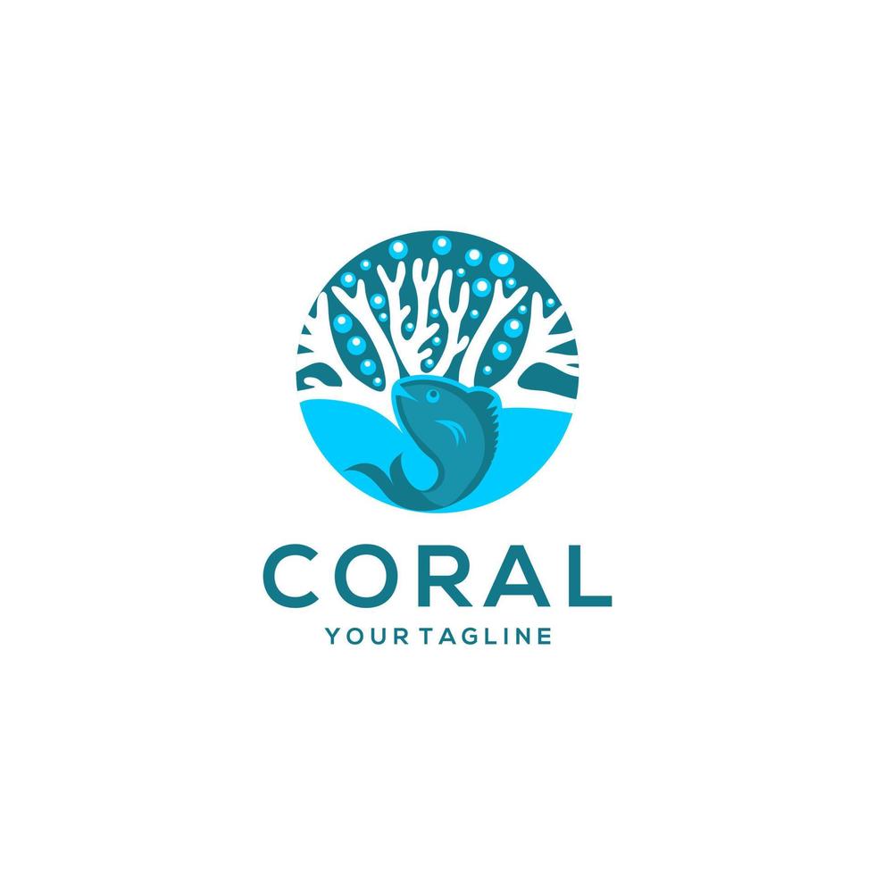 plantilla de vector de diseño de icono de logotipo de coral