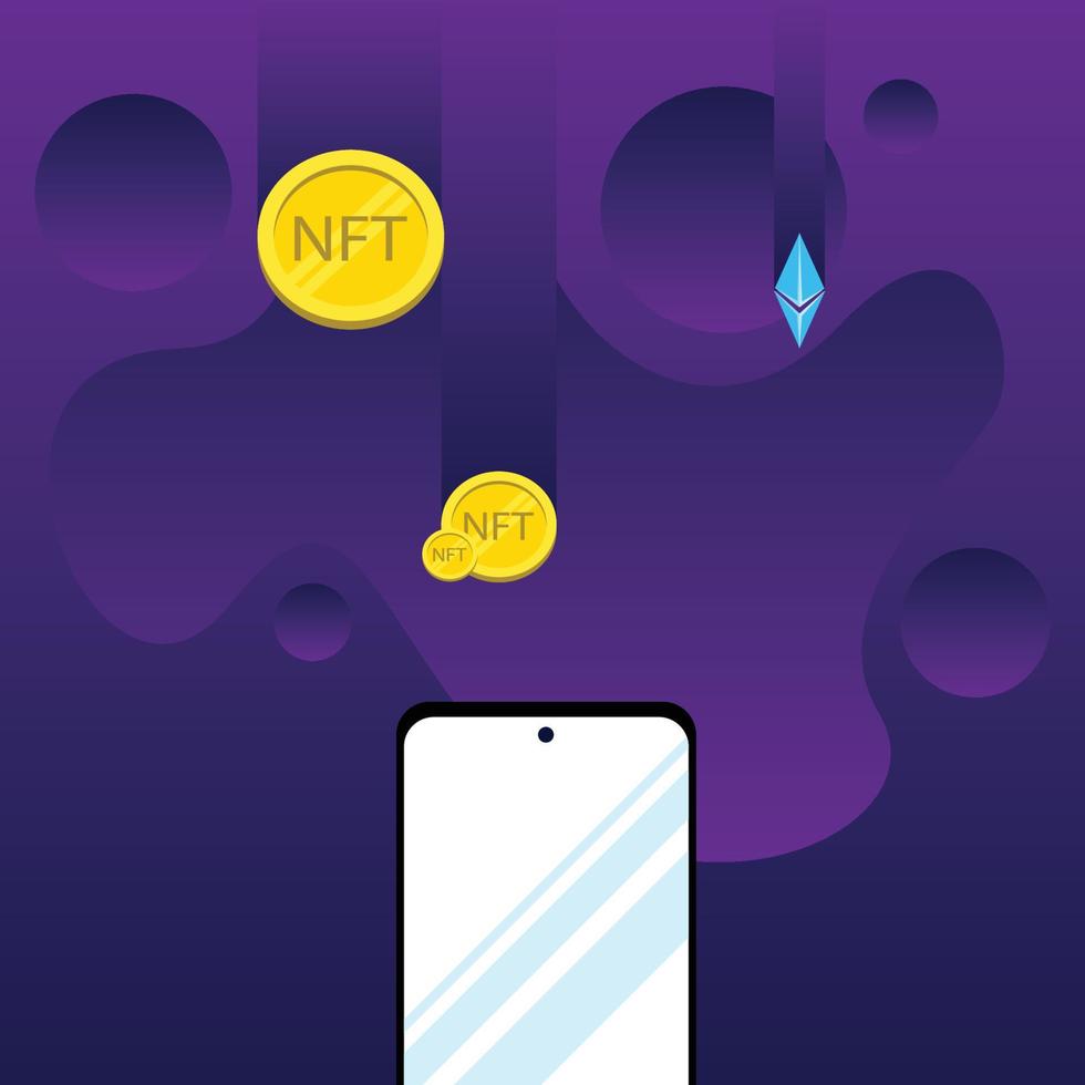 NFT Mobile Phone Design Illustration vector