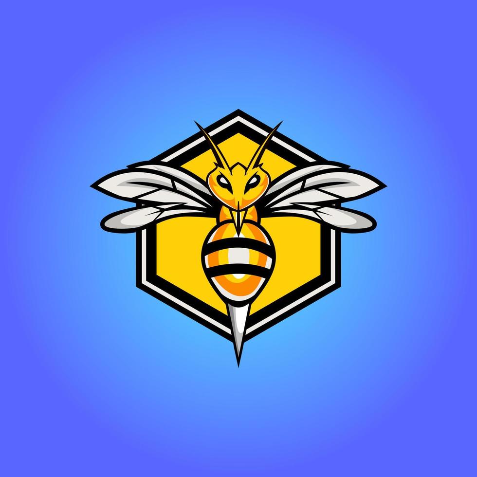 Angry bee esport mascot logo design vector illustration