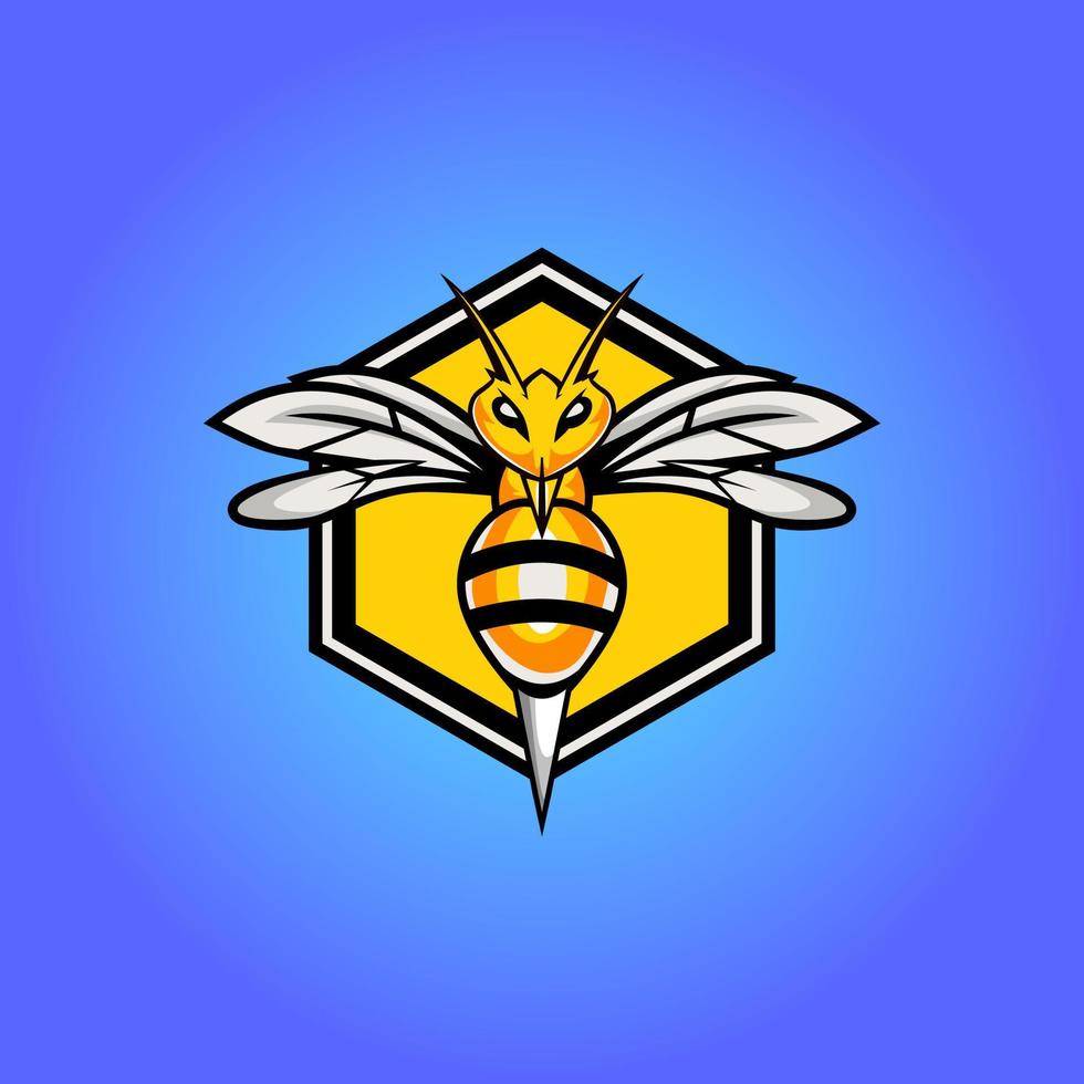 Ilustración de vector de diseño de logotipo de mascota de esport de abeja enojada