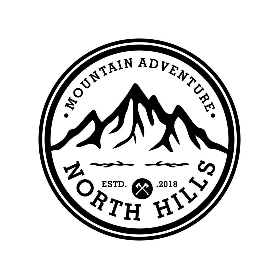 Vintage Mountain Logo Design Vector Template