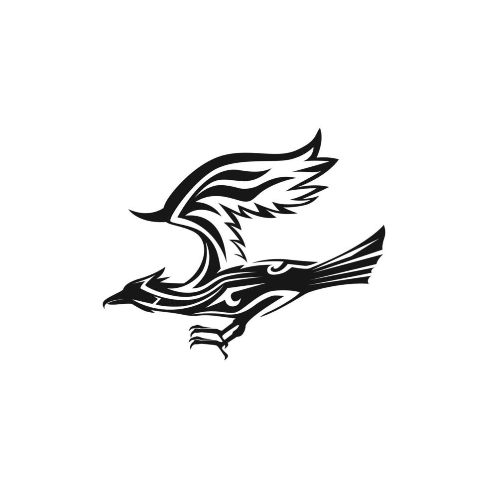 Eagle vector silhouette, tribal abstract illustration
