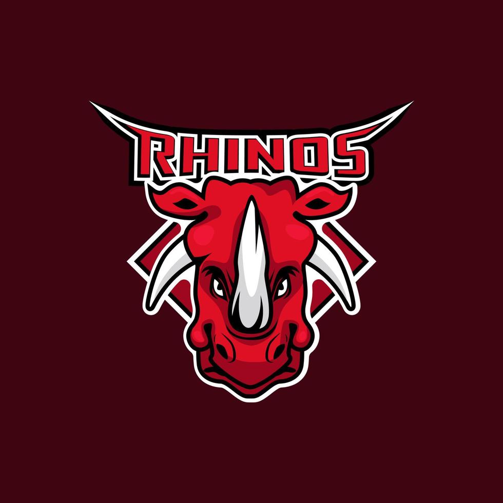Rhino mascot. Vector illustration, sport logo template.