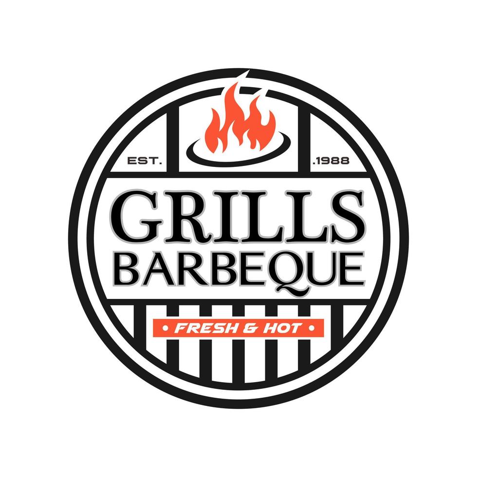 Hot grill logo template vector illustration