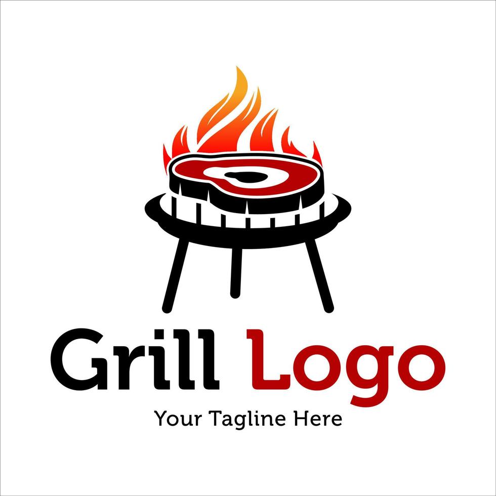 Hot Grill Logo Design Vector Template