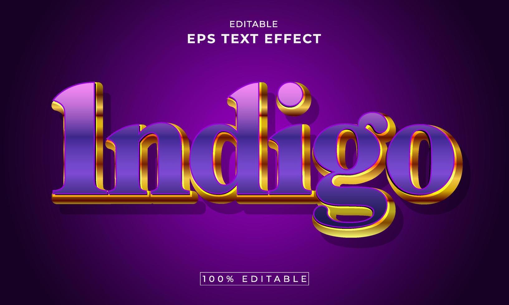 Indigo 3d editable text effect vector