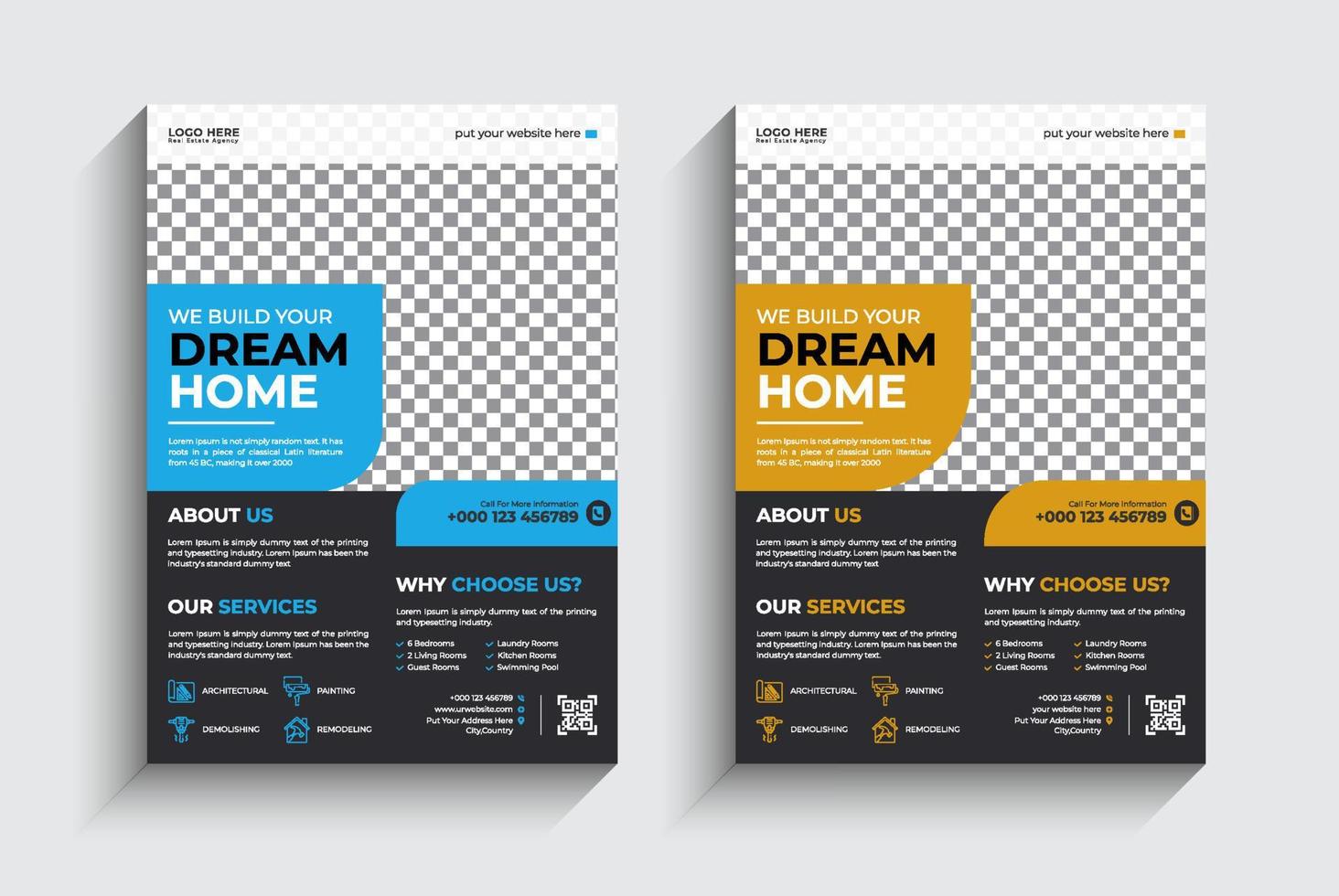 Construction Flyer Layout template design pro vector