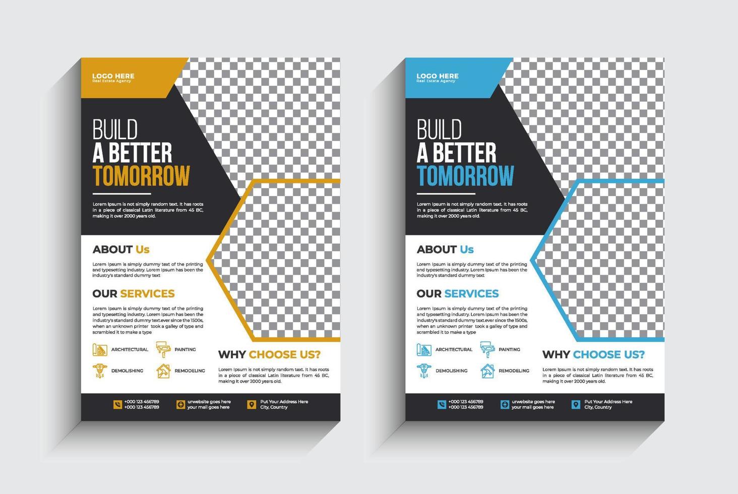 Construction Flyer Layout template design pro vector