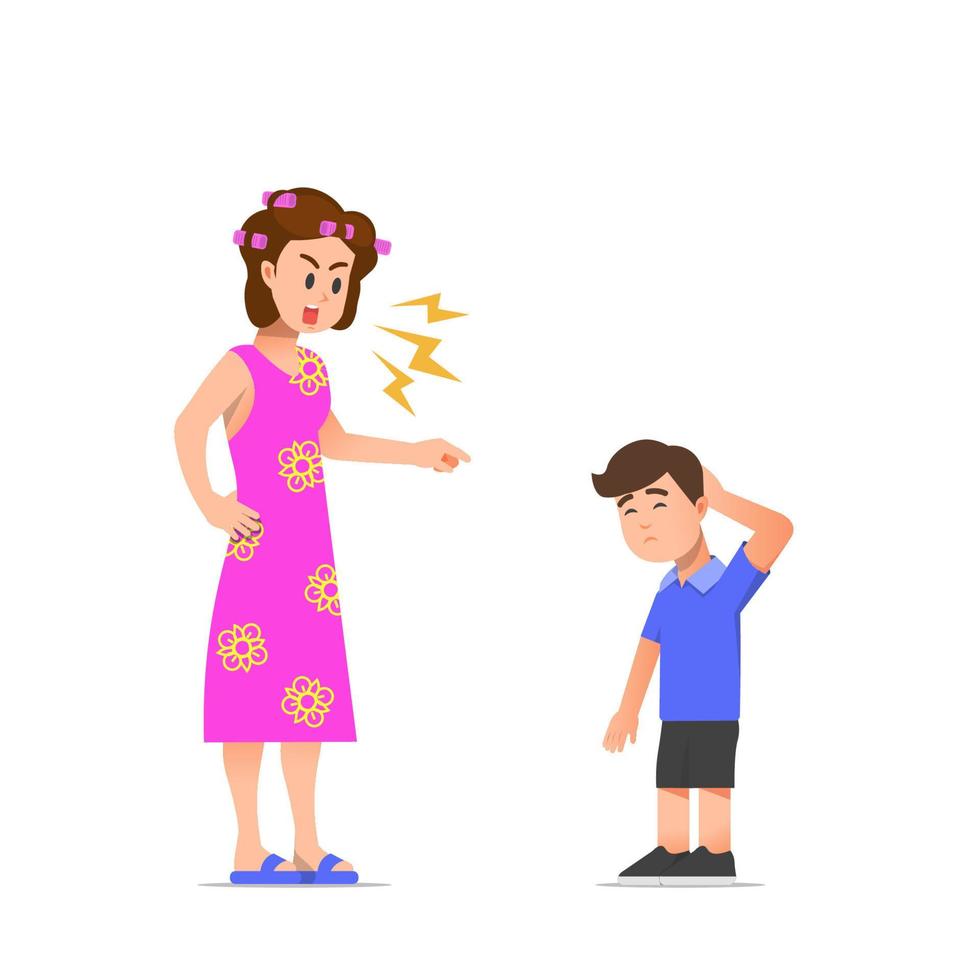 vector illustration of a mother scolding her child