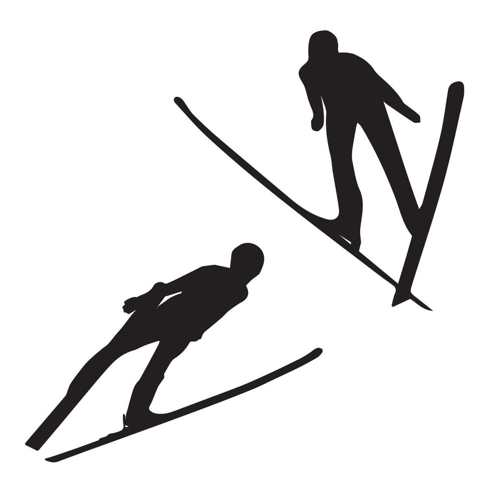 Ski jumping silhoutte art vector