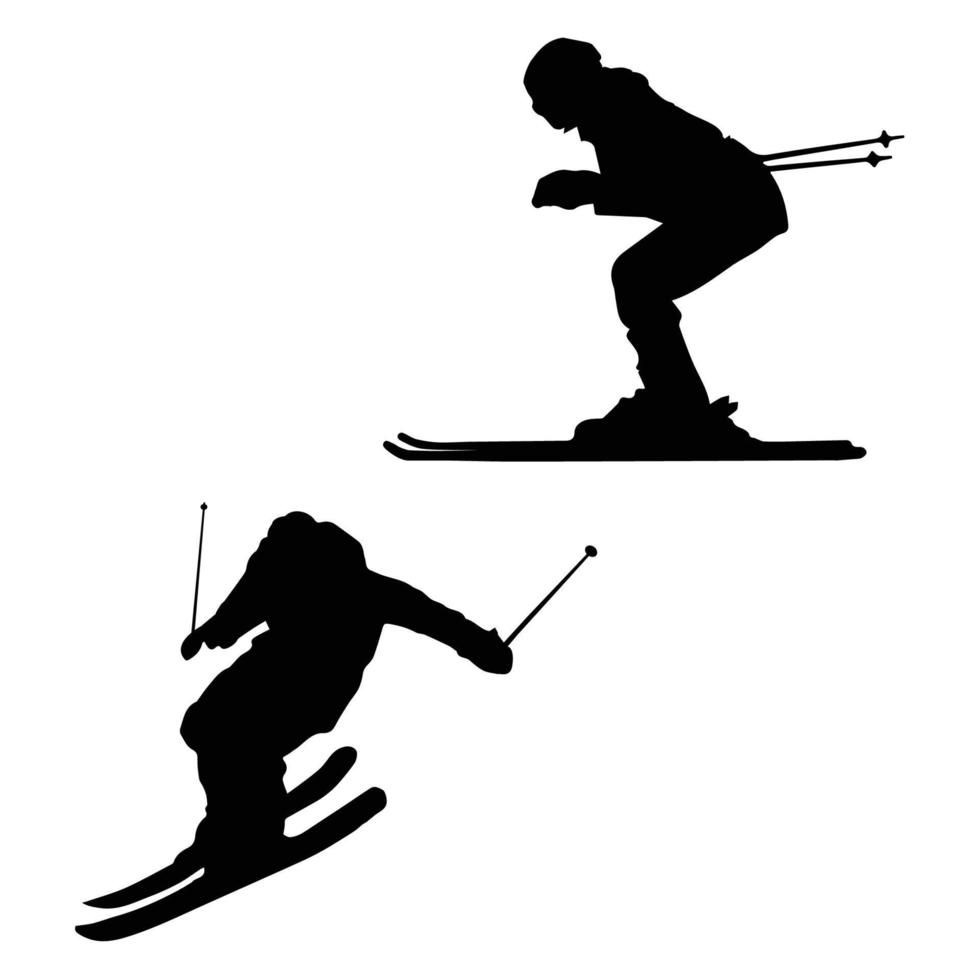 Skiing art silhouette vector