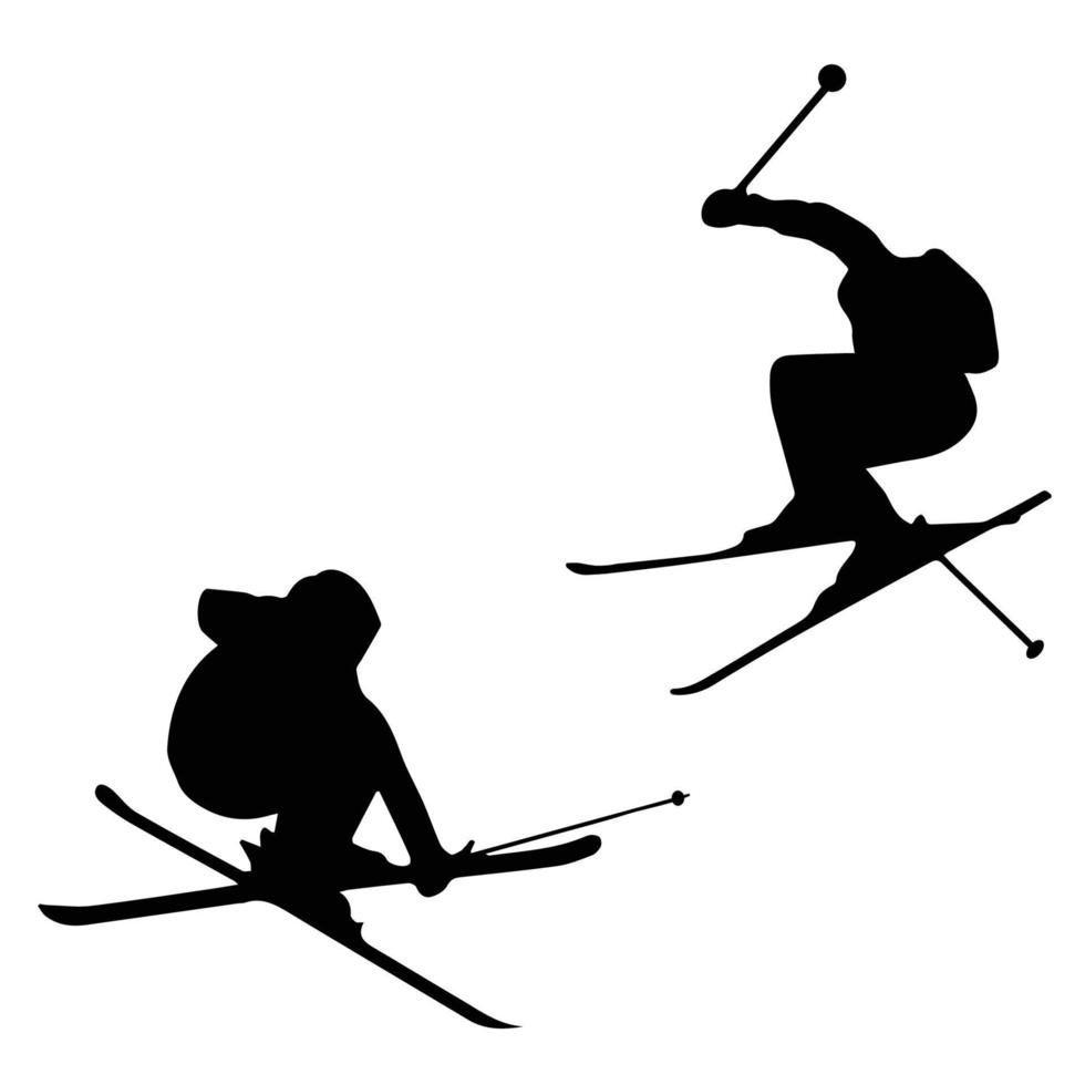 Skiing art silhouette vector