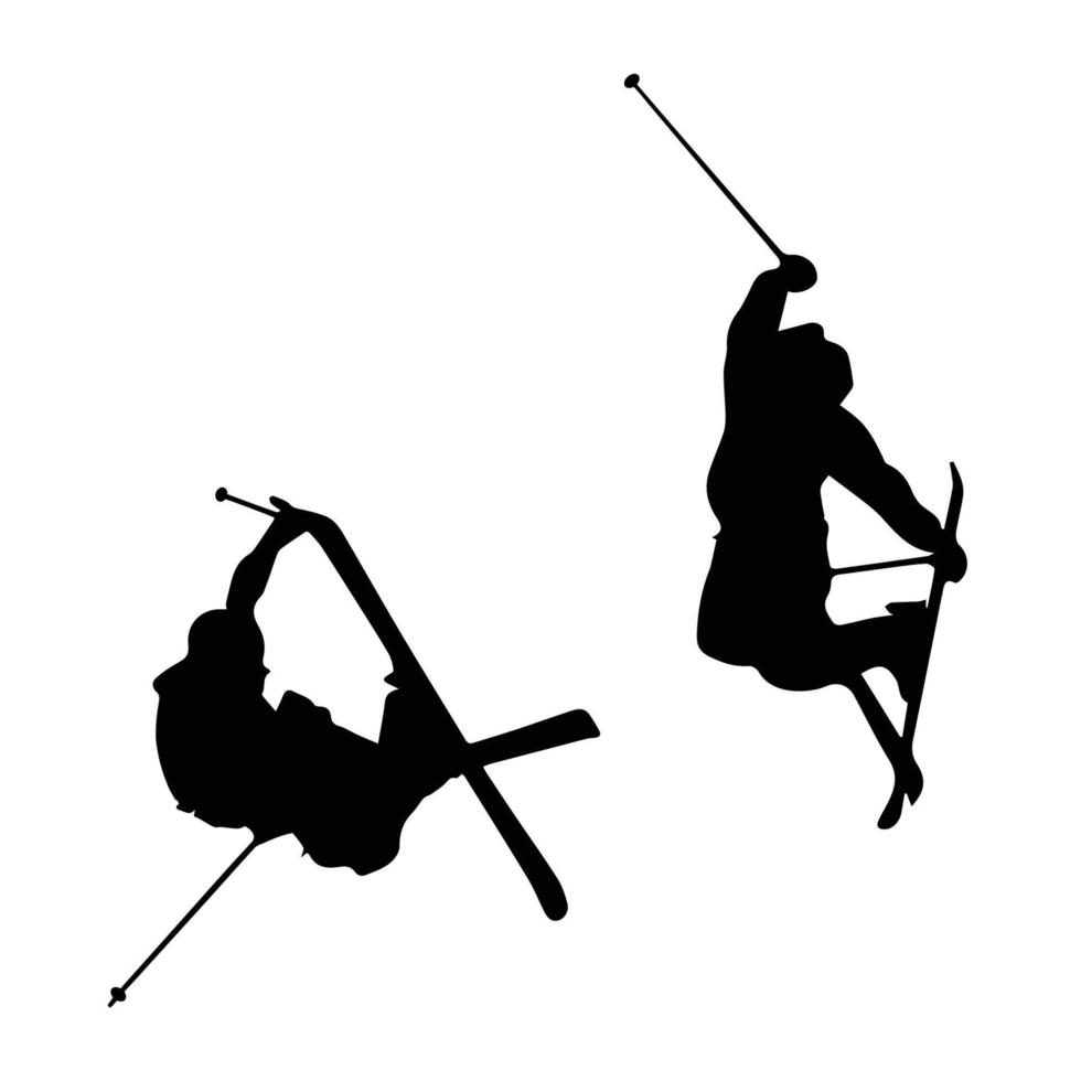 Skiing art silhouette vector