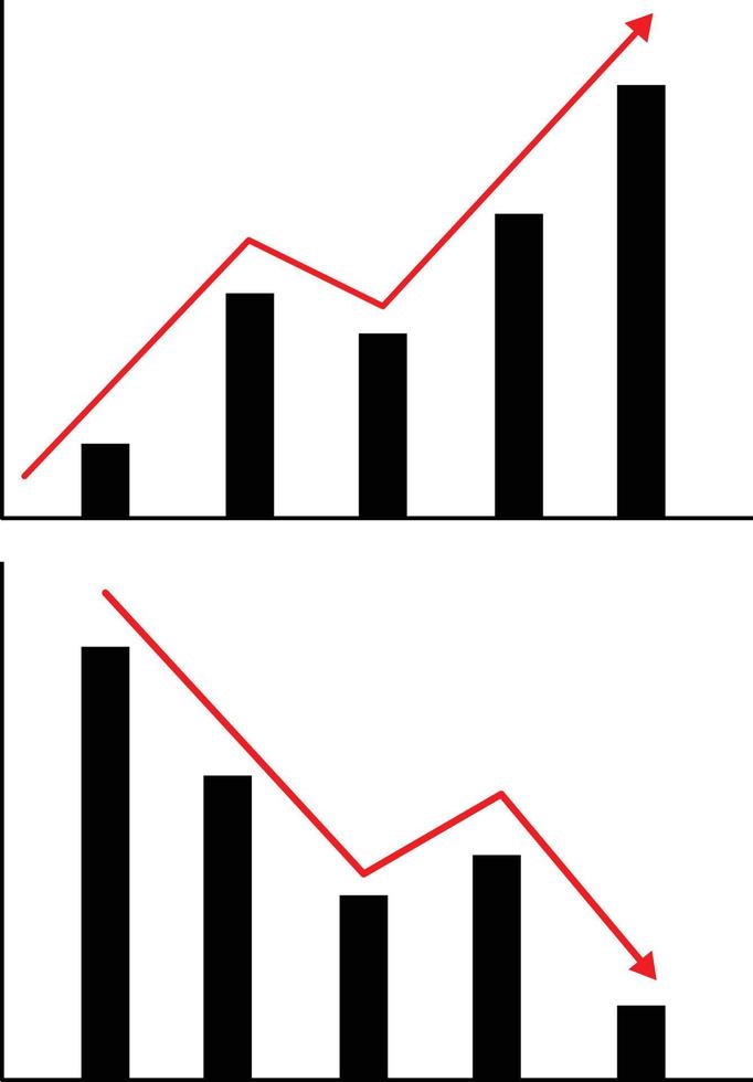 upward and downward statistic chart icon vector