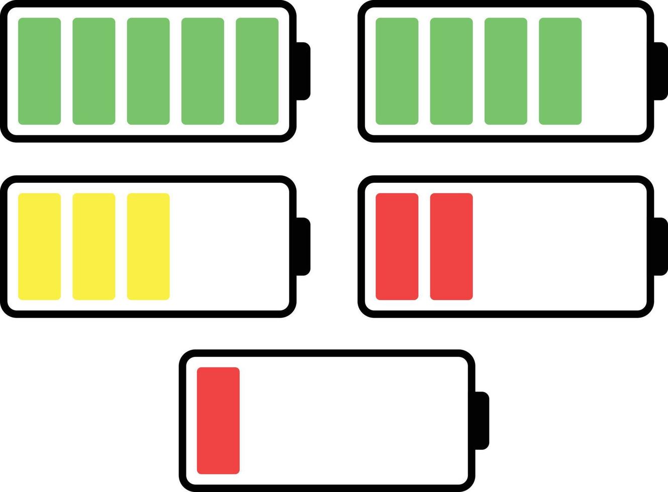 Battery energy level icon set vector