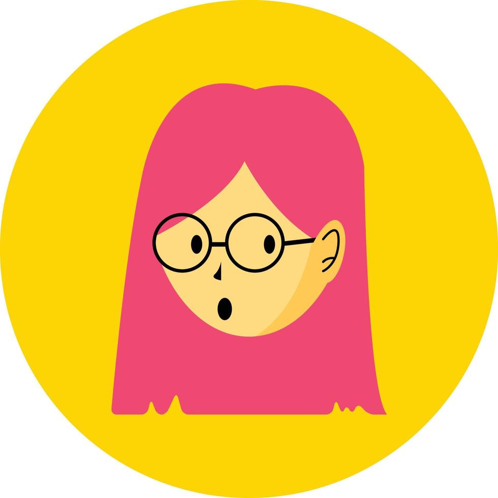 Female face character icon with glasses for design element vector