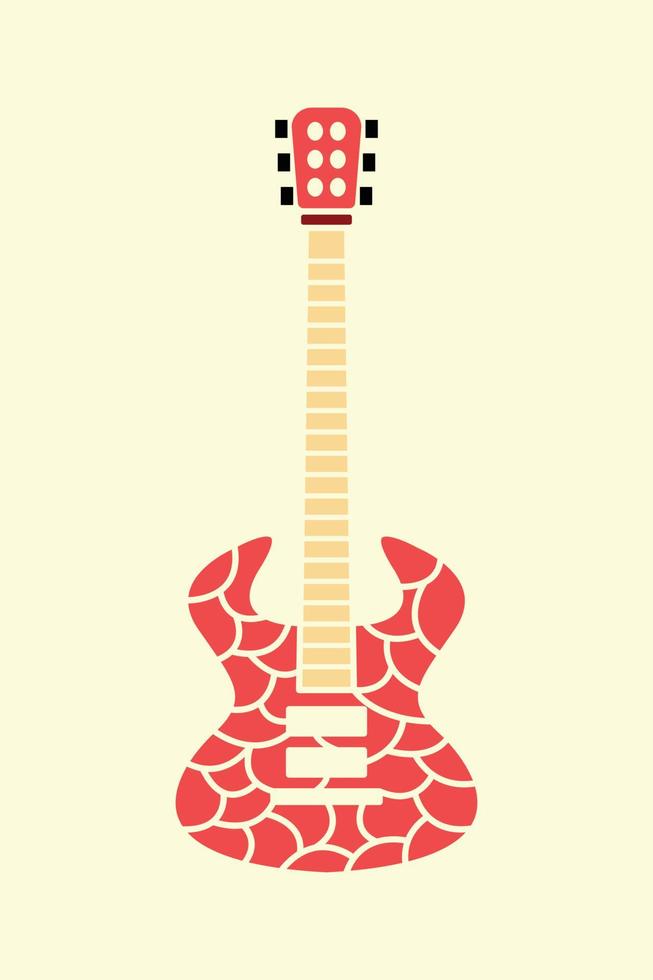 concepto de logotipo de guitarra eléctrica roja vector