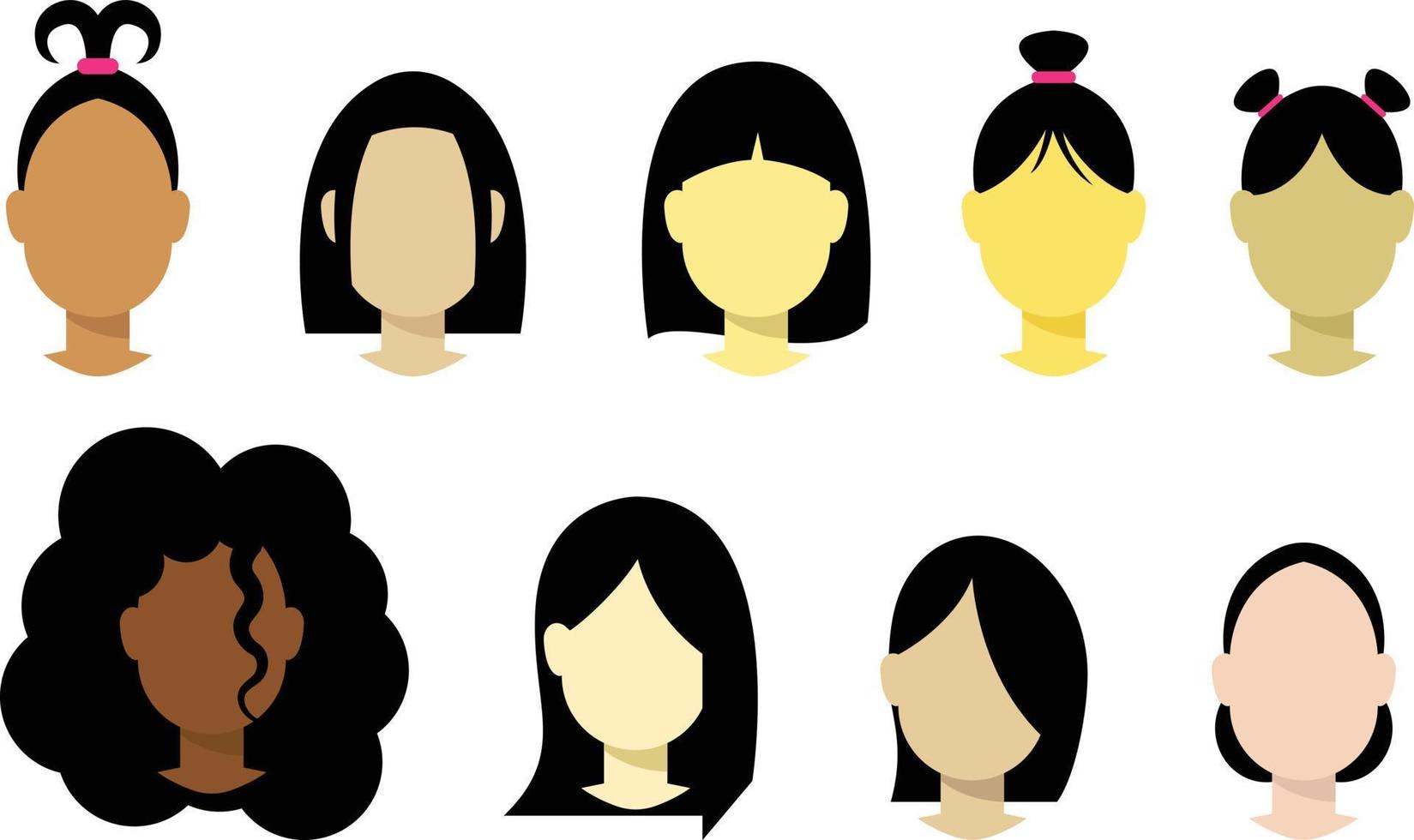 Girl hairstyle design set bundle vector