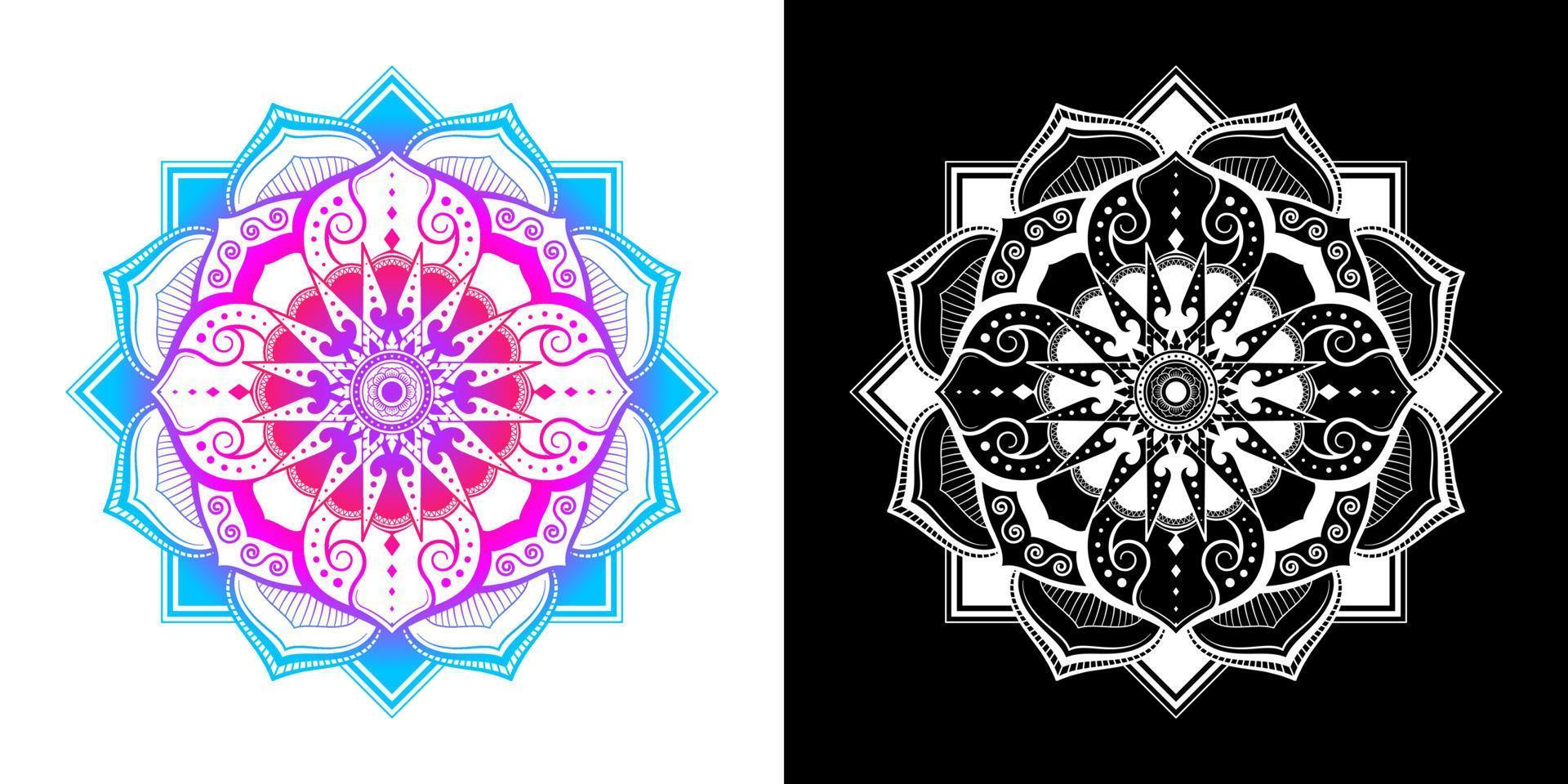 pétalos de flores de arte tailandés aplicado estilo mandala vector