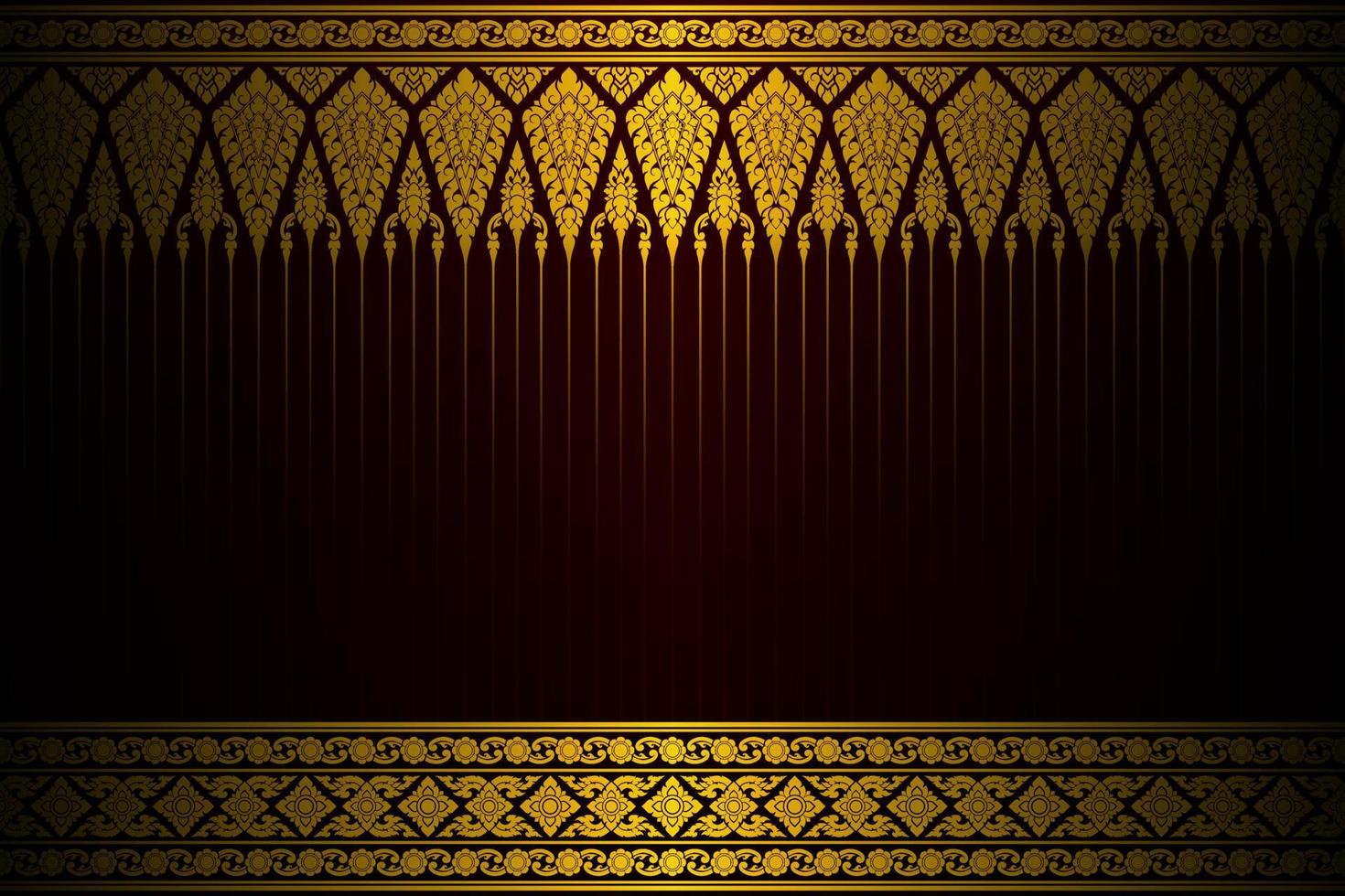 Pattern Background Thai Art Template Gold Black vector