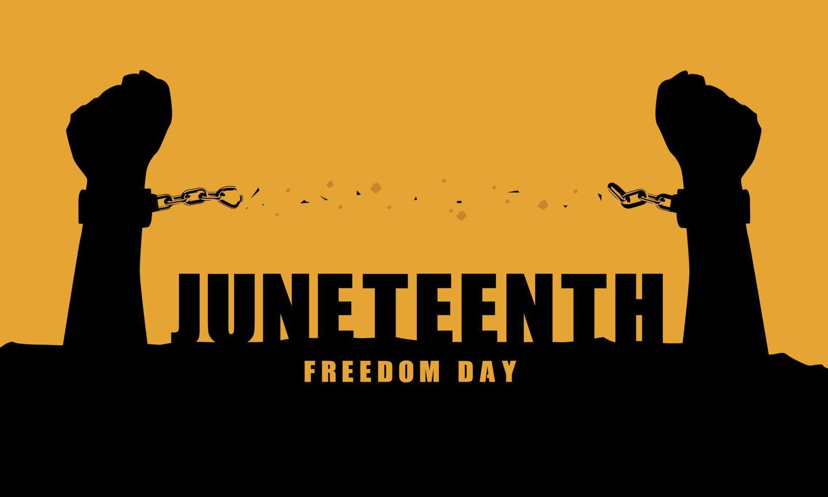 Juneteenth Emancipation Day, Fist raise up breaking chain. vector