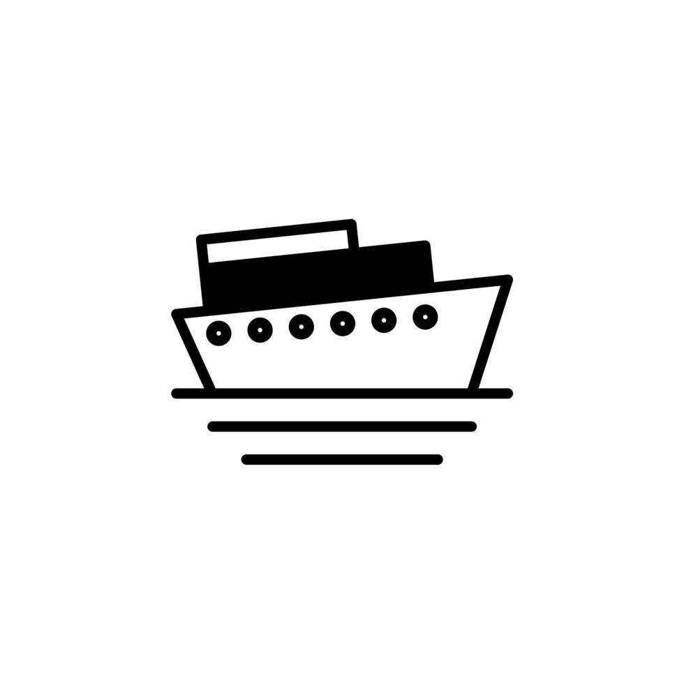 Ship, Boat, Sailboat Solid Line Icon Vector Illustration Logo Template. Suitable For Many Purposes.