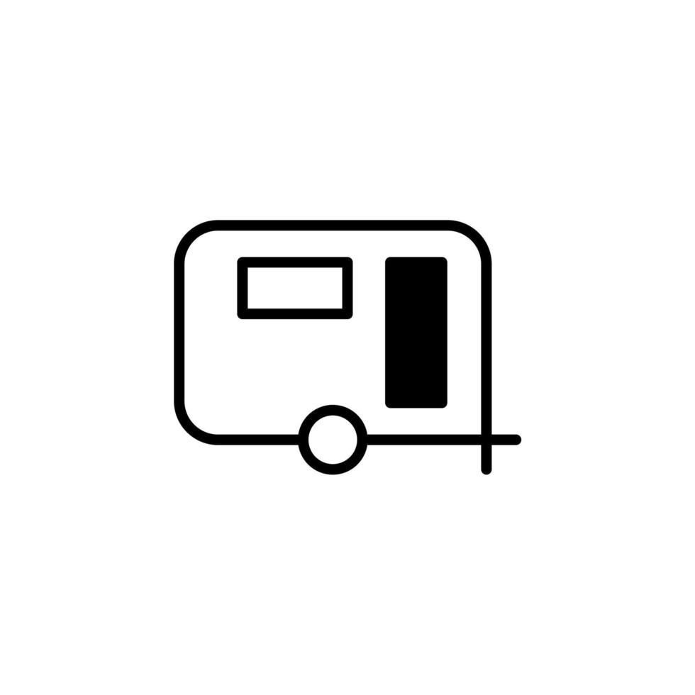 Caravan, Camper, Travel Solid Line Icon Vector Illustration Logo Template. Suitable For Many Purposes.
