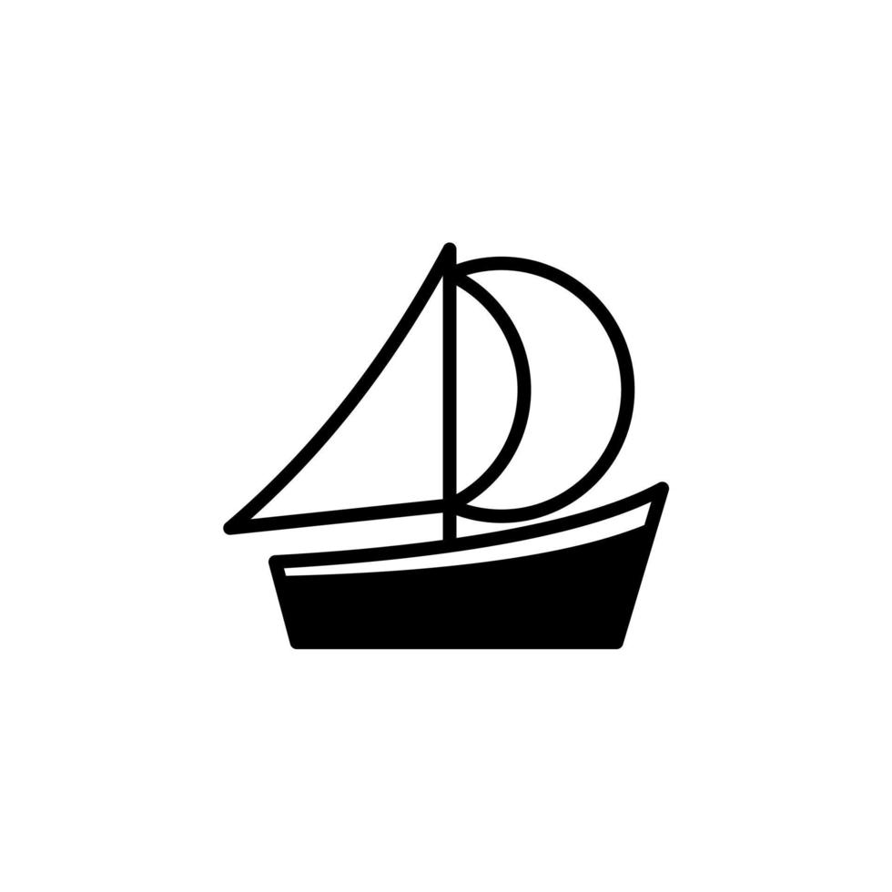 Ship, Boat, Sailboat Solid Line Icon Vector Illustration Logo Template. Suitable For Many Purposes.