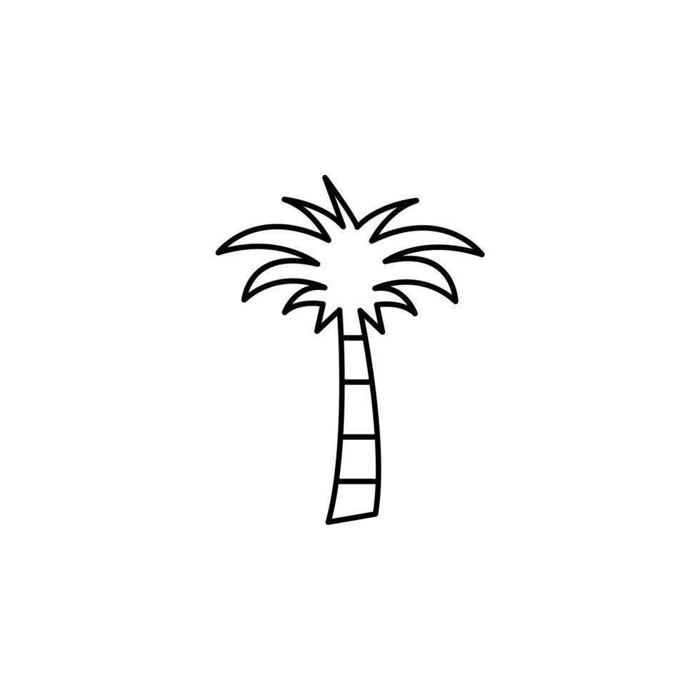 palma, coco, árbol, isla, playa delgada línea icono vector ilustración logotipo plantilla. adecuado para muchos propósitos.