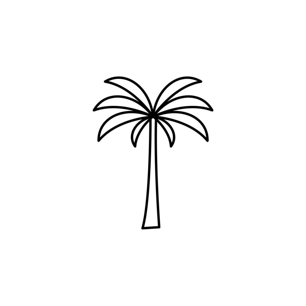 palma, coco, árbol, isla, playa delgada línea icono vector ilustración logotipo plantilla. adecuado para muchos propósitos.