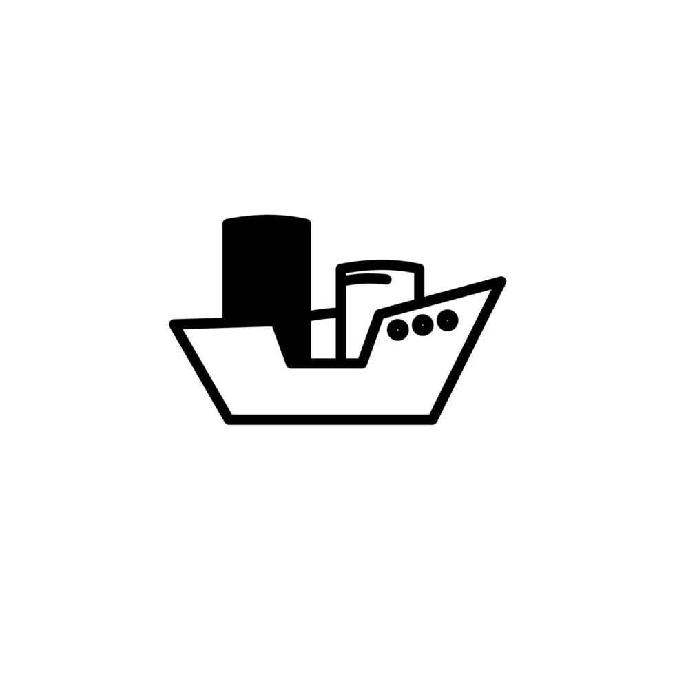 Ship, Boat, Sailboat Solid Line Icon Vector Illustration Logo Template. Suitable For Many Purposes.