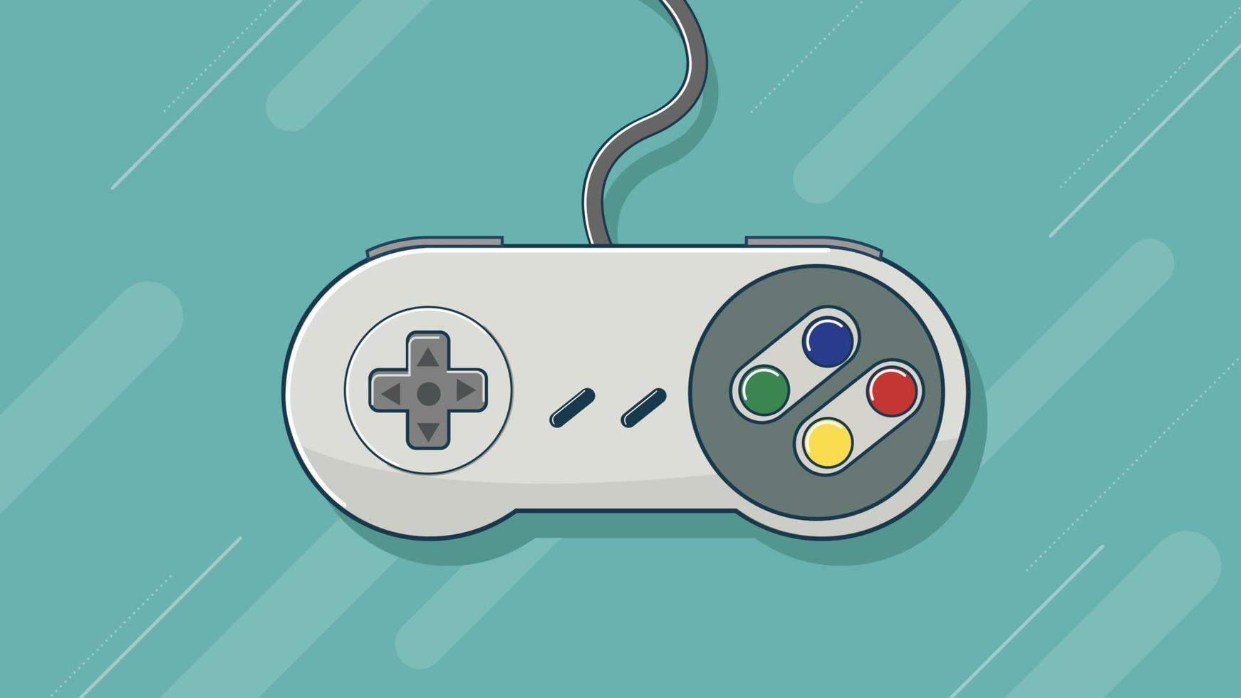 controlador de juego clásico retro con fondo colorido vector