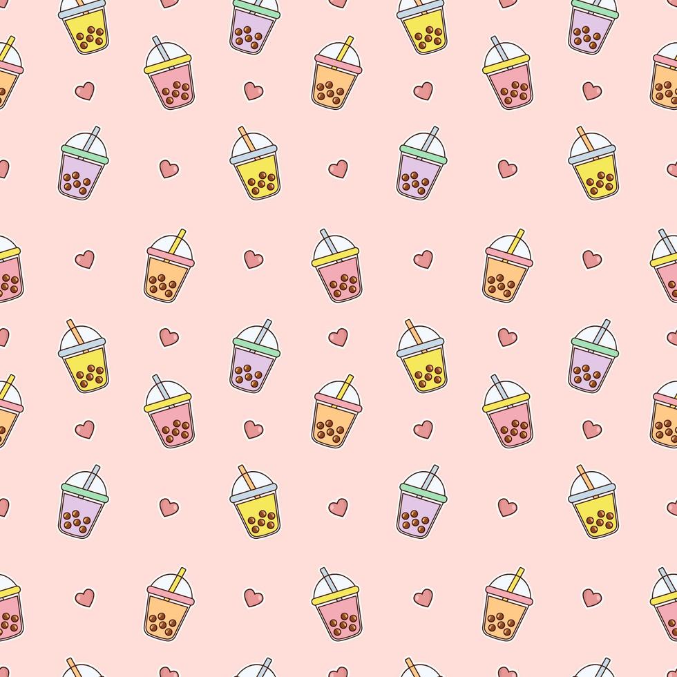 boba drink seamless pattern background design vector