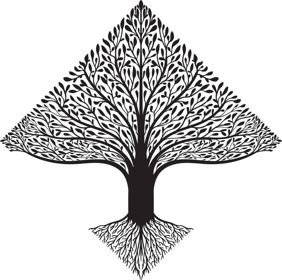 silueta de árbol en negro vector